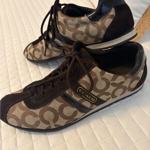 Coach Katelyn’s low top Tan and Brown Signature Sneakers